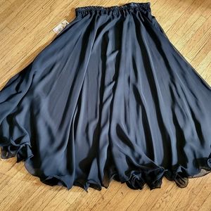 Sheer Full Black Chiffon Skirt